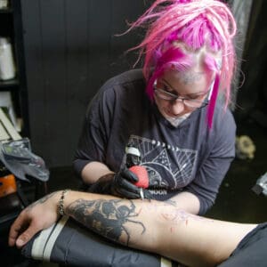 Tatuointityö, lähikuva